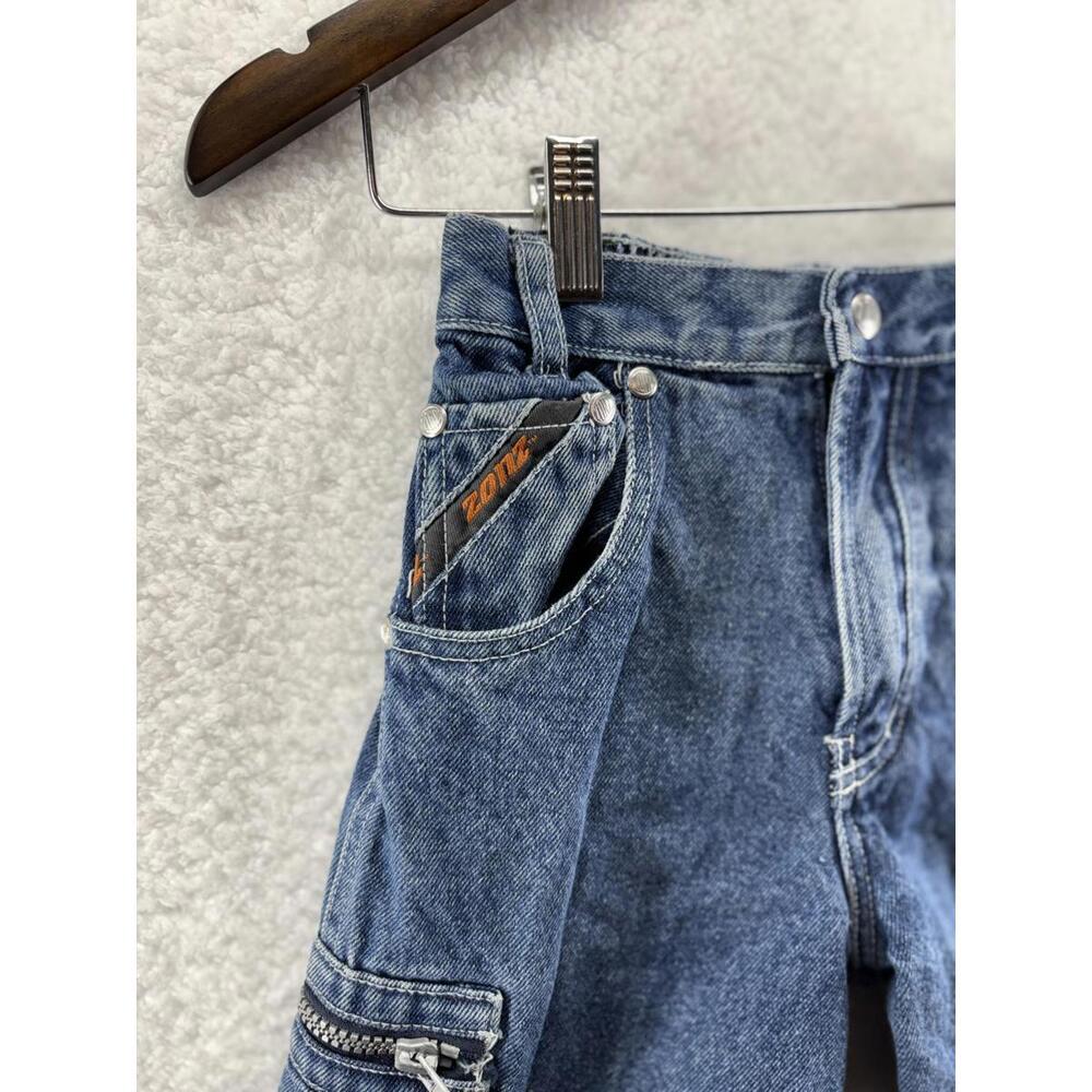 Vintage 90s Boys Zonz Denim Logo Cargo Pocket Skater Jean Shorts Size 6 - Picture 4 of 8